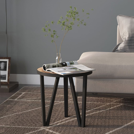 vidaXL Teepöytä musta ja keltainen Ø35 cm MDF