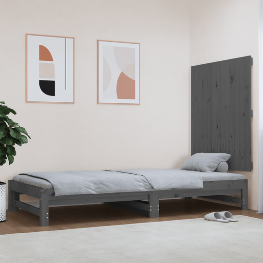vidaXL Sängynpääty seinälle harmaa 82,5x3x90 cm täysi mänty