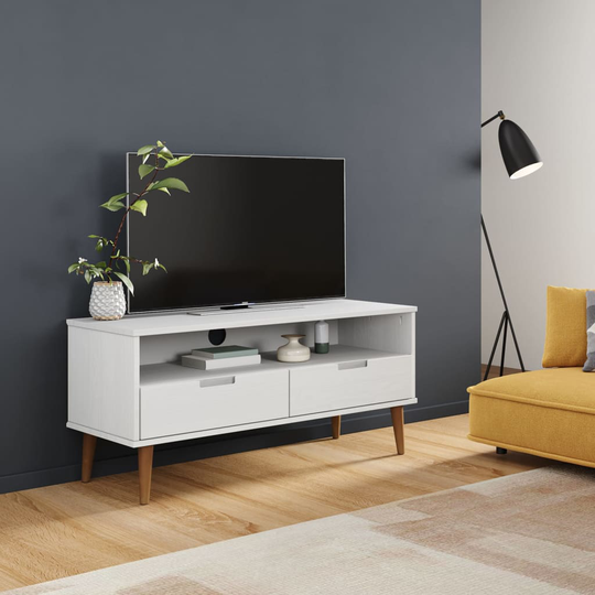 vidaXL TV-taso MOLDE valkoinen 106x40x49 cm täysi mänty