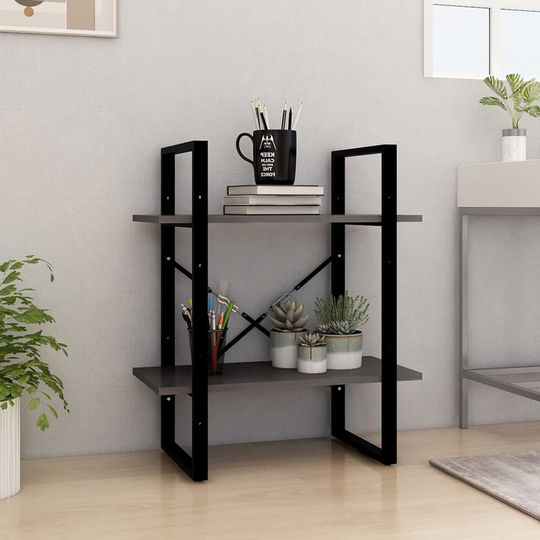 vidaXL 2-tasoinen kirjahylly harmaa 60x30x70 cm täysi mänty