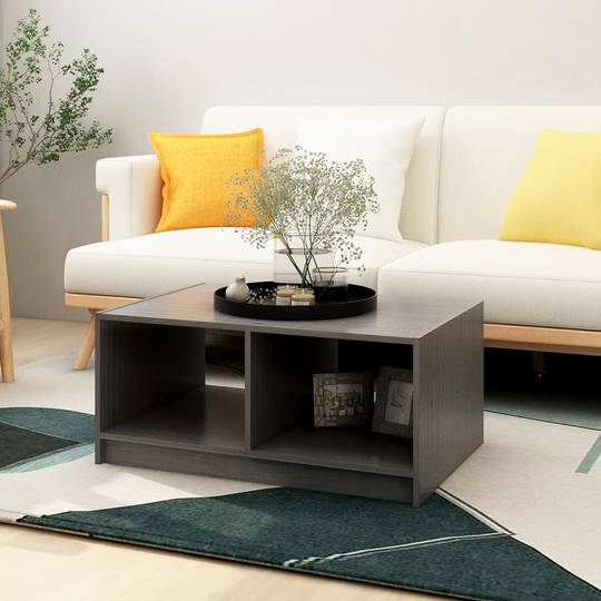 vidaXL Sohvapöytä harmaa 75x50x33,5 cm täysi mänty