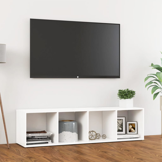 vidaXL TV-taso valkoinen 142,5x35x36,5 cm lastulevy