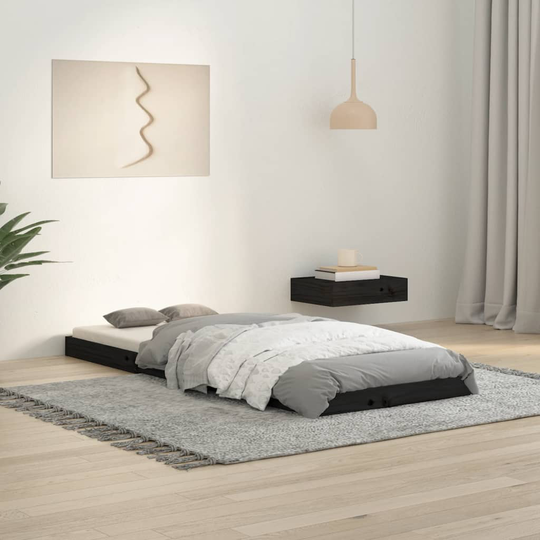 vidaXL Sängynrunko musta 75x190 cm täysi mänty 2FT6 Small Single