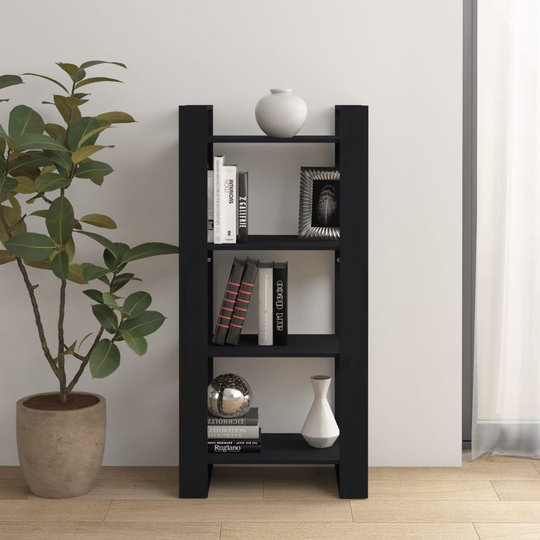 vidaXL Kirjahylly/tilanjakaja musta 60x35x125 cm täysi mänty