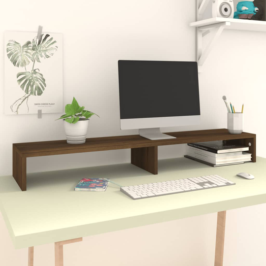 vidaXL Näyttöteline ruskea tammi 110x23,5x9 cm tekninen puu