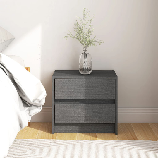 vidaXL Yöpöytä harmaa 40x30,5x35,5 cm täysi mänty