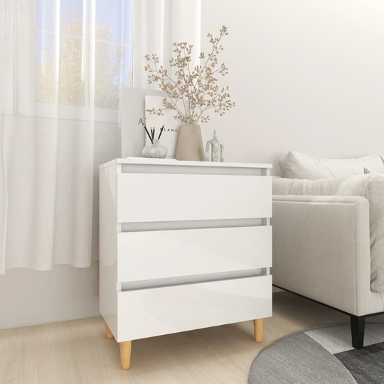 vidaXL Senkki korkeakiilto valkoinen 60x35x69 cm lastulevy