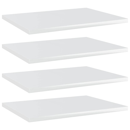 vidaXL Kirjahyllytasot 4 kpl korkeakiilto valk 40x30x1,5 cm lastulevy