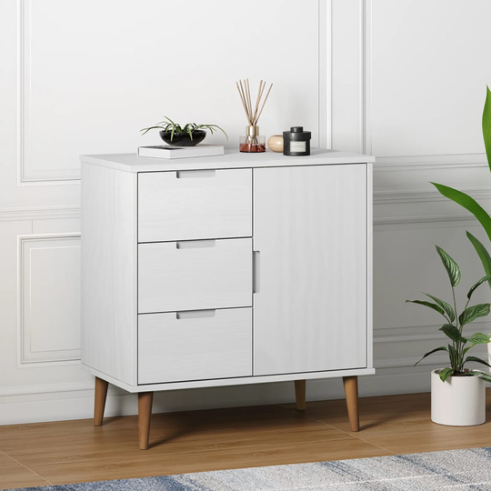 vidaXL Sivupöytä MOLDE valkoinen 76,5x40x80 cm täysi mänty