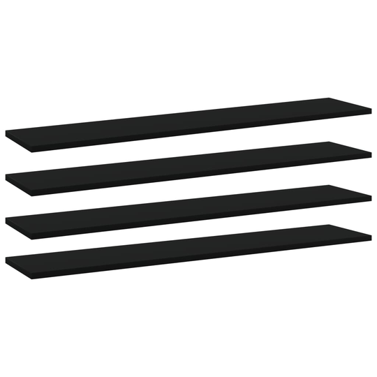vidaXL Kirjahyllytasot 4 kpl musta 100x20x1,5 cm lastulevy