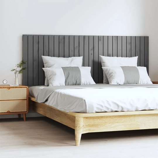 vidaXL Sängynpääty seinälle harmaa 166x3x60 cm täysi mänty