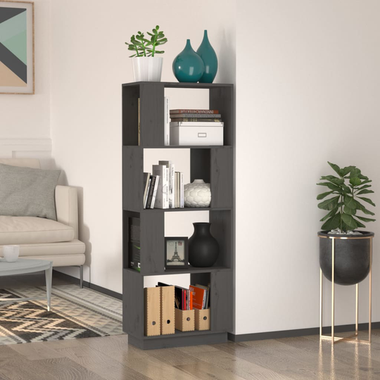 vidaXL Kirjahylly/tilanjakaja harmaa 51x25x132 cm täysi mänty