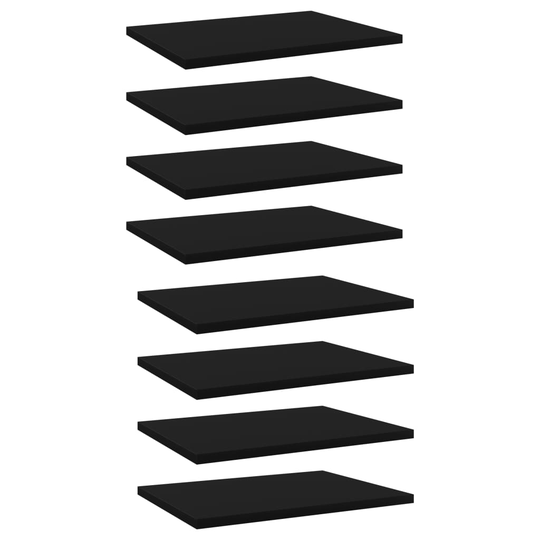 vidaXL Kirjahyllytasot 8 kpl musta 40x30x1,5 cm lastulevy