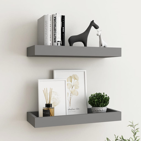 vidaXL Loggia seinähyllyt 2 kpl harmaa 40x15x4 cm MDF