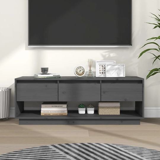 vidaXL TV-taso harmaa 110,5x34x40 cm täysi mänty