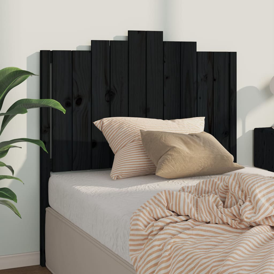 vidaXL Sängynpääty musta 106x4x110 cm täysi mänty