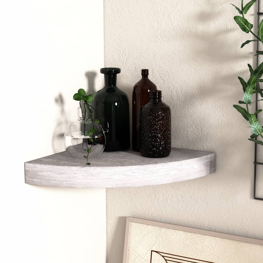 vidaXL Seinäkulmahylly betoninharmaa 35x35x3,8 cm MDF