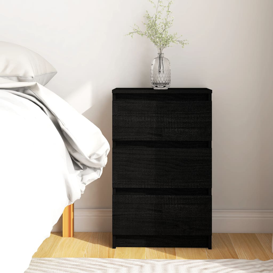vidaXL Yöpöytä musta 40x29,5x64 täysi mänty