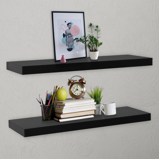 vidaXL Kelluvat seinähyllyt 2 kpl musta 120x20x3,8 cm