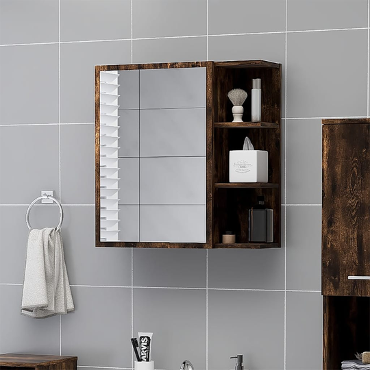 vidaXL Kylpyhuoneen peilikaappi savutammi 62,5x20,5x64 cm tekninen puu