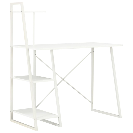 vidaXL Työpöytä hyllyillä valkoinen 102x50x117 cm
