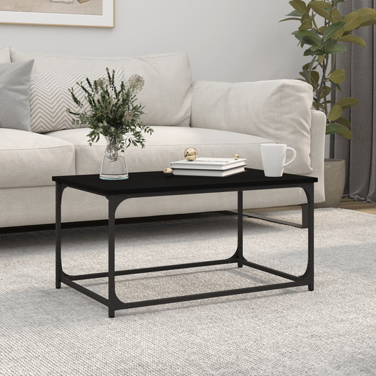 vidaXL Sohvapöytä musta 80x50x40 cm tekninen puu ja rauta