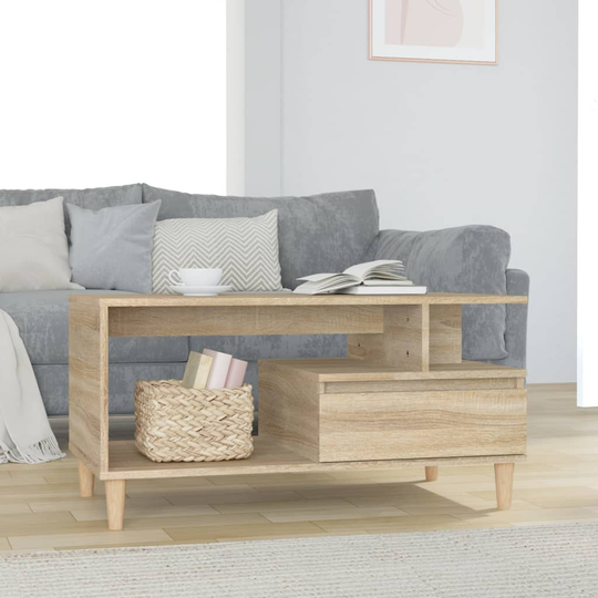 vidaXL Sohvapöytä Sonoma-tammi 90x49x45 cm tekninen puu