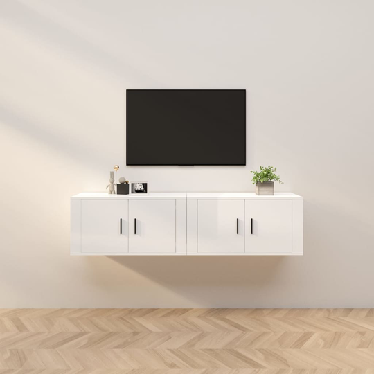 vidaXL Seinä TV-kaapit 2 kpl korkeakiilto valkoinen 80x34,5x40 cm