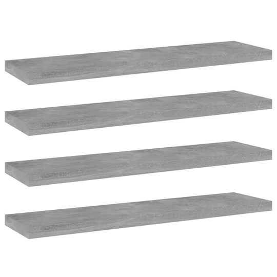 vidaXL Kirjahyllytasot 4 kpl betoninharmaa 40x10x1,5 cm lastulevy