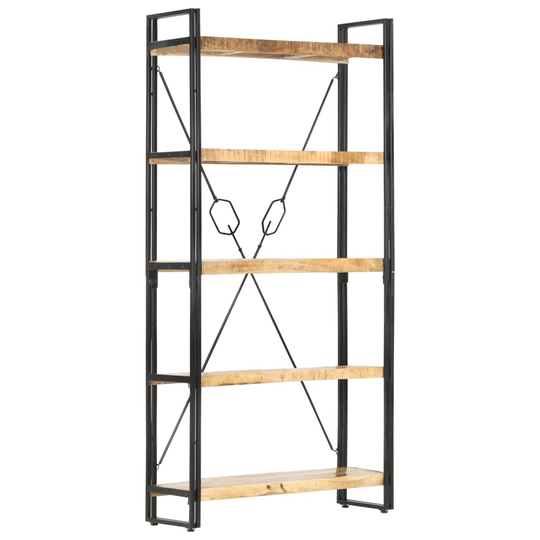 vidaXL 5-tasoinen kirjahylly 90x30x180 cm täysi mangopuu