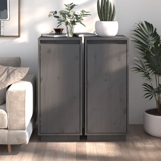 vidaXL Senkit 2 kpl harmaa 31,5x34x75 cm täysi mänty