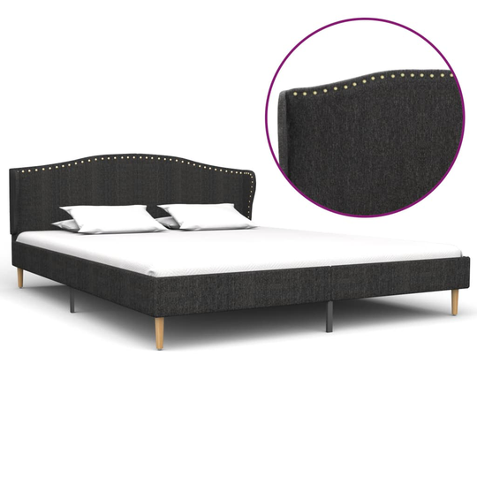 280641 vidaXL Bed Frame Dark Grey Fabric 180x200 cm