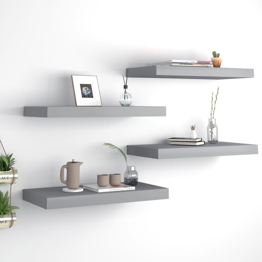 vidaXL Kelluvat seinähyllyt 4 kpl harmaa 50x23x3,8 cm MDF