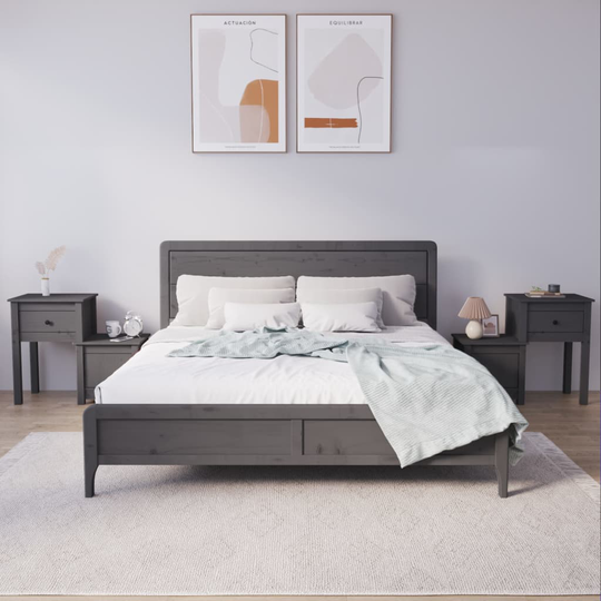 vidaXL Yöpöydät 2 kpl harmaa 79,5x38x65,5 cm täysi mänty