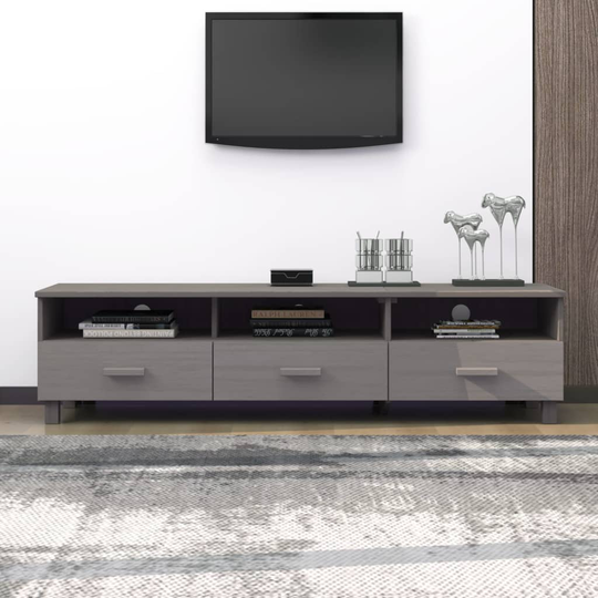 vidaXL TV-taso HAMAR vaaleanharmaa 158x40x40 cm täysi mänty