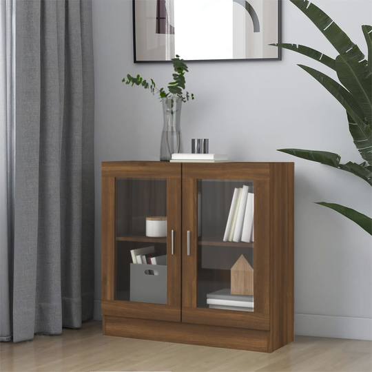 vidaXL Vitriinikaappi ruskea tammi 82,5x30,5x80 cm tekninen puu