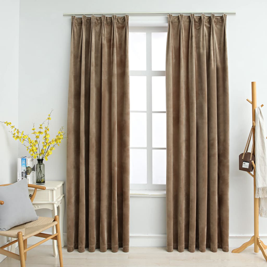 vidaXL Pimennysverhot koukuilla 2 kpl sametti beige 140x175 cm