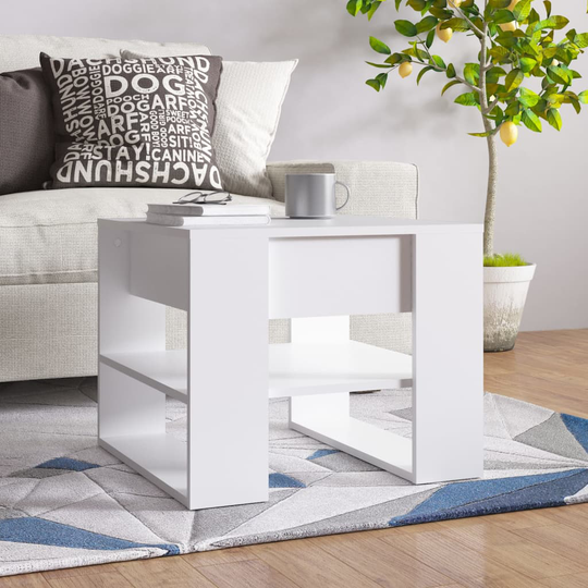 vidaXL Sohvapöytä valkoinen 55,5x55x45 cm tekninen puu