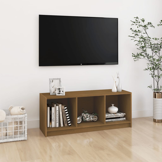 vidaXL TV-taso hunajanruskea 104x33x41 cm täysi mänty