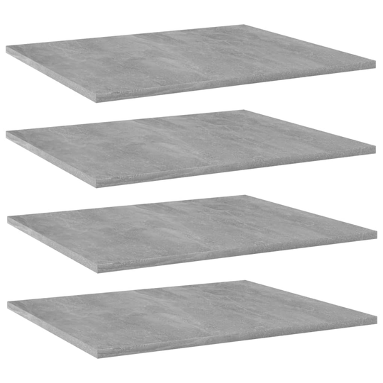 vidaXL Kirjahyllytasot 4 kpl betoninharmaa 60x50x1,5 cm lastulevy