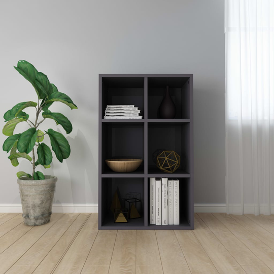 vidaXL Kirjahylly/senkki korkeakiilto harmaa 66x30x97,8 cm lastulevy