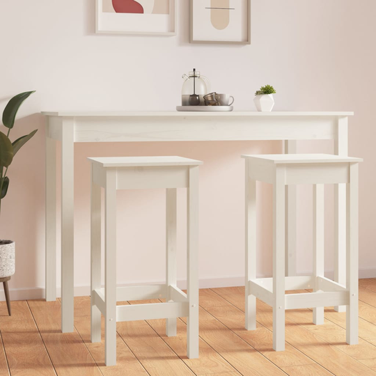 vidaXL Baarituolit 2 kpl valkoinen 40x40x78 cm täysi mänty