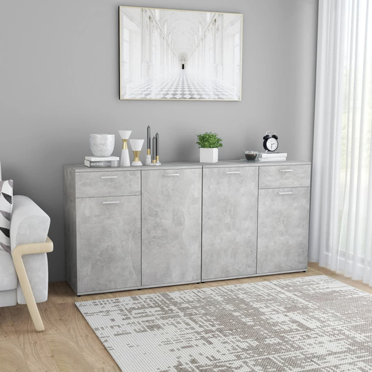 vidaXL Senkki betoninharmaa 160x36x75 cm lastulevy
