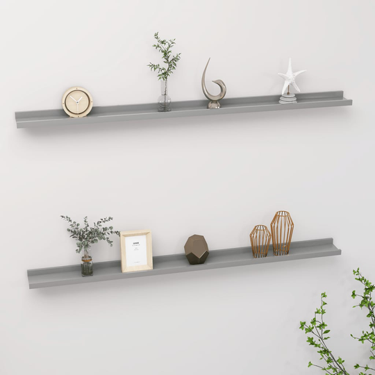 vidaXL Seinähyllyt 2 kpl harmaa 115x9x3 cm