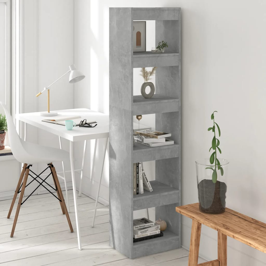 vidaXL Kirjahylly/tilanjakaja betoninharmaa 40x30x166 cm