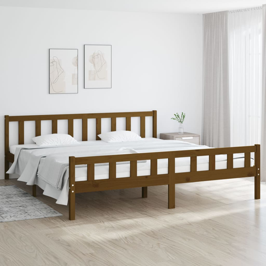 vidaXL Sängynrunko hunajanruskea täysi puu 160x200 cm