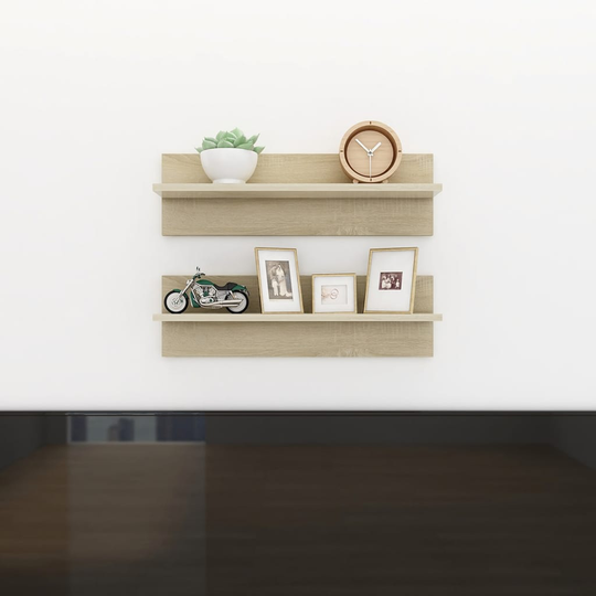 vidaXL Seinähyllyt 2 kpl Sonoma-tammi 60x11,5x18 cm lastulevy