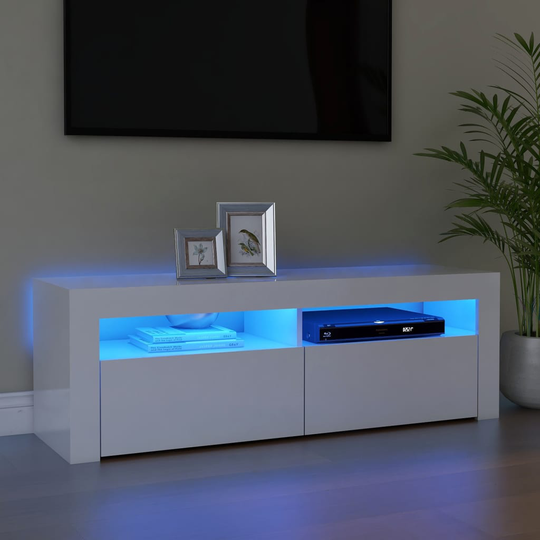 vidaXL TV-taso LED-valoilla korkeakiilto valkoinen 120x35x40 cm