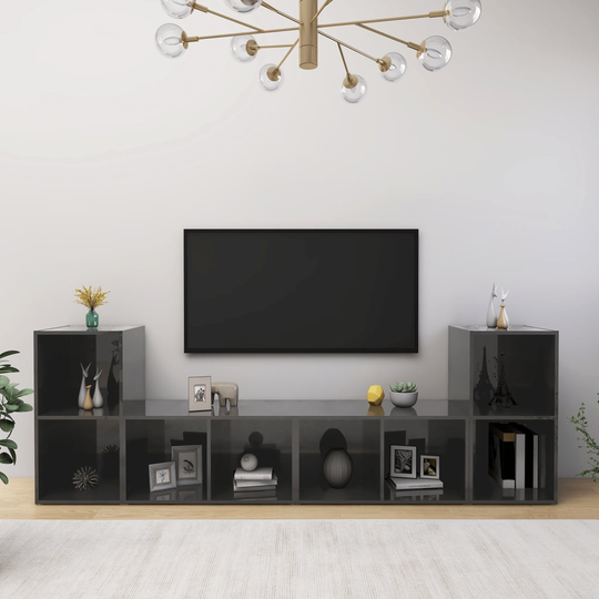vidaXL TV-tasot 4 kpl korkeakiilto harmaa 72x35x36,5 cm lastulevy