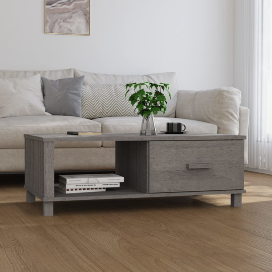 vidaXL Sohvapöytä HAMAR vaaleanharmaa 100x55x35 cm täysi mänty